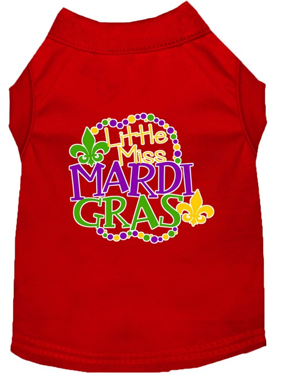 Miss Mardi Gras Screen Print Mardi Gras Dog Shirt Red XXL